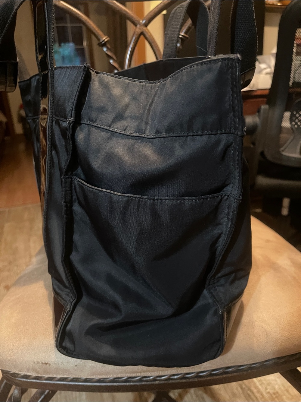 Tory Burch Black Nylon Tote with Patent Trim - Picture 4 of 9